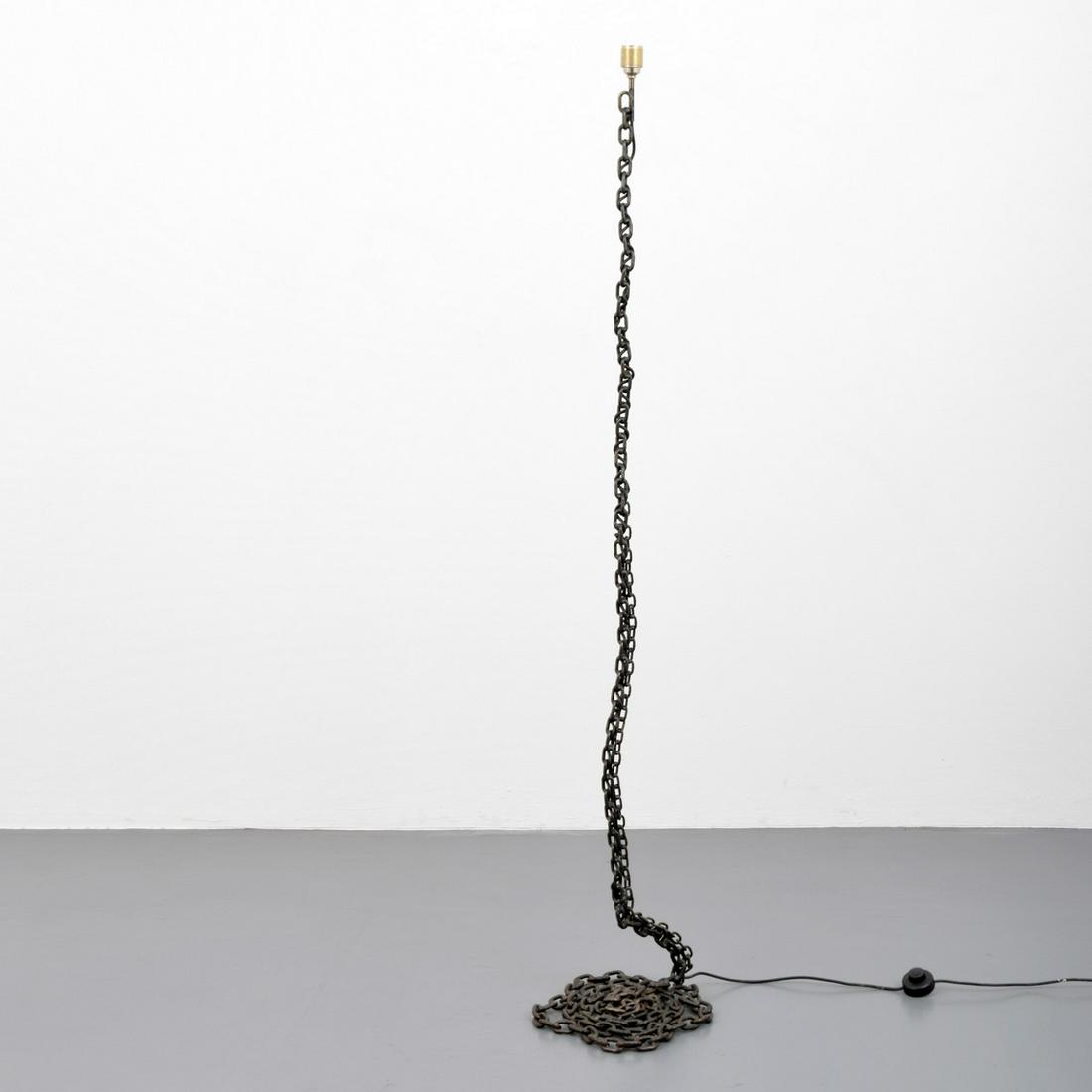 Franz West "Privat Lampe II" Floor Lamp: Artist/Designer; Manufacturer: Franz West; Meta-Memphis Marking(s); notes: no marking(s) apparent Country of origin; materials: Austria; welded and enameled iron Dimensions (H, W, D): 72.5"h, 13"w, 13