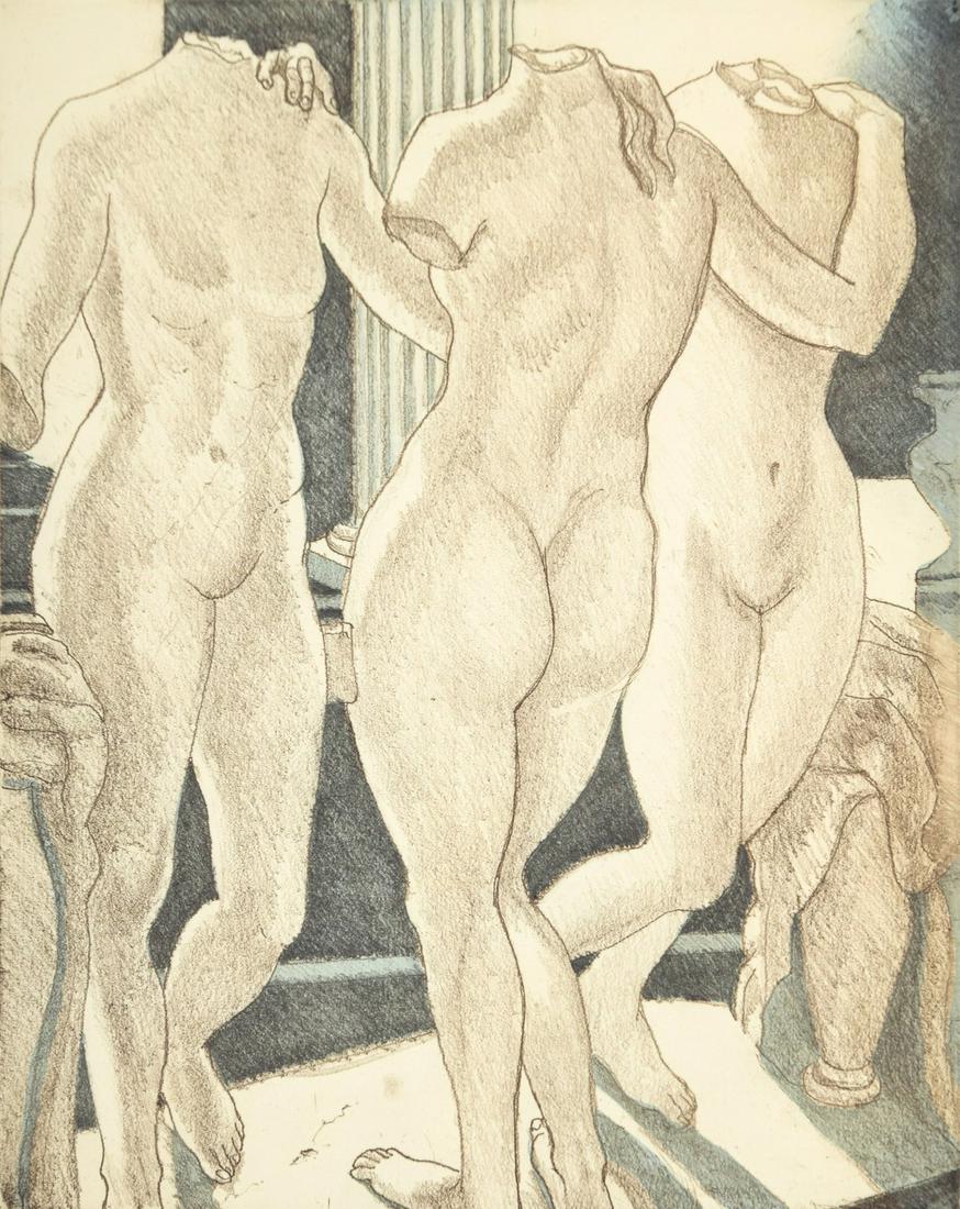 Philip Pearlstein Etching, Signed Edition: Artist/Designer; Manufacturer: Philip Pearlstein (b. 1924) Marking(s); notes: signed; AP 9/12 for the edition of 40; 2007 Country of origin; materials: American; soft ground etching Dimensions (H, W, 