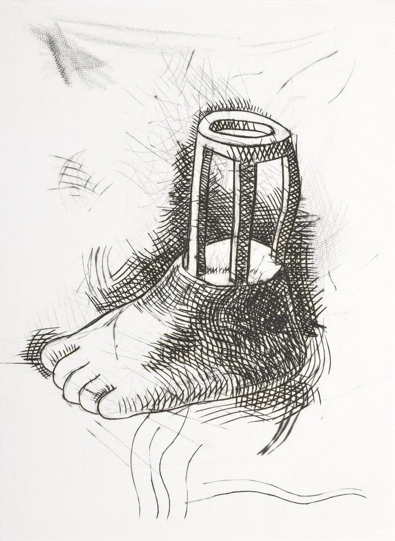 Tom Otterness "Foot" Etching/Engraving, Signed Edition: Artist/Designer; Manufacturer: Tom Otterness (b. 1952) Marking(s); notes: signed; ed. 18/20; 1992-1993 Country of origin; materials: American; hardground etching and engraving Dimensions (H, W, D): 13
