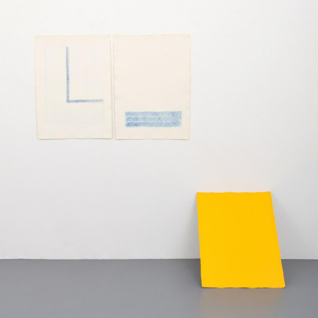 Richard Tuttle Print Installation, 3 Signed Editions: Artist/Designer; Manufacturer: Richard Tuttle (b. 1941) Marking(s); notes: signed; ed. 50/50; 1973-1974 Country of origin; materials: American; lithograph on paper, screenprint on handmade paper, wood