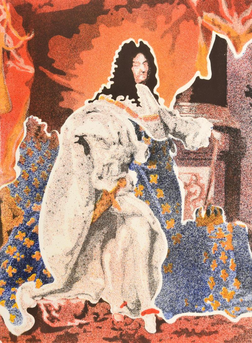 John Clem Clarke "Louis XIV" Lithograph, Signed Edition: Artist/Designer; Manufacturer: John Clem Clarke (b. 1937) Marking(s); notes: signed; II/XL; 1969 Country of origin; materials: American; lithograph on white Arches paper Dimensions (H, W, D): 30"h, 22