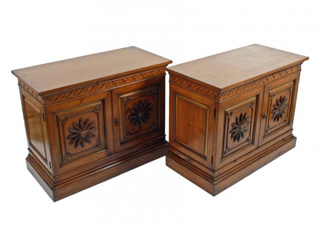 Pair of Early Edward Wormley Cabinets: Designer & Manufacturer: Edward Wormley Attributed; Dunbar Markings: stamped number Country of Origin & Materials: USA; pine, metal Additional Information & Circa: Fine & rare pair of early cabinets a
