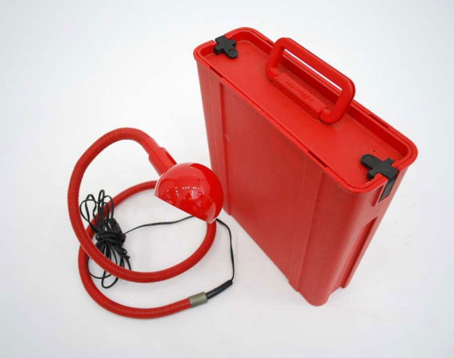 Ettore Sottsass Typewriter & Kovacs Lamp: Designer & Manufacturer: Typewriter/ Ettore Sottsass; Olivetti : Lamp/ Kovacs Markings: typewriter with impressed Olivetti label, lamp with paper label Country of Origin & Materials: Typewriter: Italy