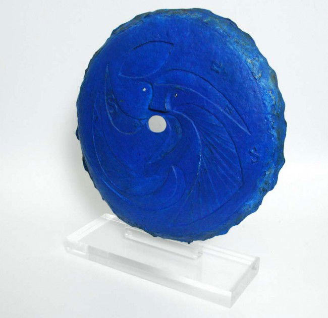 Robert Courtright Sculpture: Designer & Manufacturer: Robert Courtright Markings: signed, gallery label Country of Origin & Materials: USA; bronze, lucite Additional Information & Circa: "Blue Sebinus" mask sculpture by Robert Co