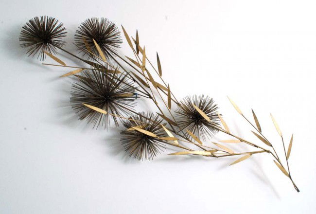 Curtis Jere Urchin Sculpture: Designer & Manufacturer: Curtis Jere; Artisan House Markings: none Country of Origin & Materials: USA; metal Additional Information & Circa: Large 5 urchin wall sculpture by Curtis Jere; Circa 1965 Di