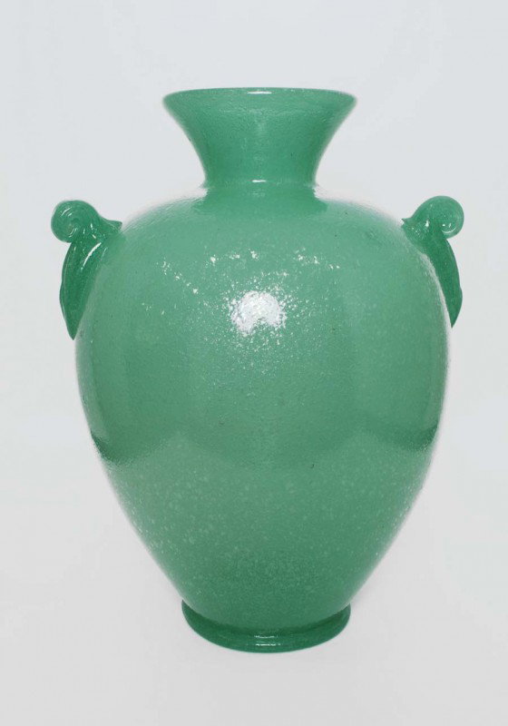 Massive Napoleone Martinuzzi Vase: Designer & Manufacturer: Napoleone Martinuzzi Markings: acid etched Country of Origin & Materials: Murano, Italy; blown glass Additional Information & Circa: Fine & rare "Puleguso" vase by Napoleone M
