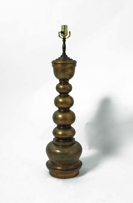 James Mont Lamp: Designer & Manufacturer: James Mont Markings: none Country of Origin & Materials: USA; wood Additional Information & Circa: Fine & rare lamp by James Mont; Circa 1960 Dimensions: 32"H, 8"Dia.