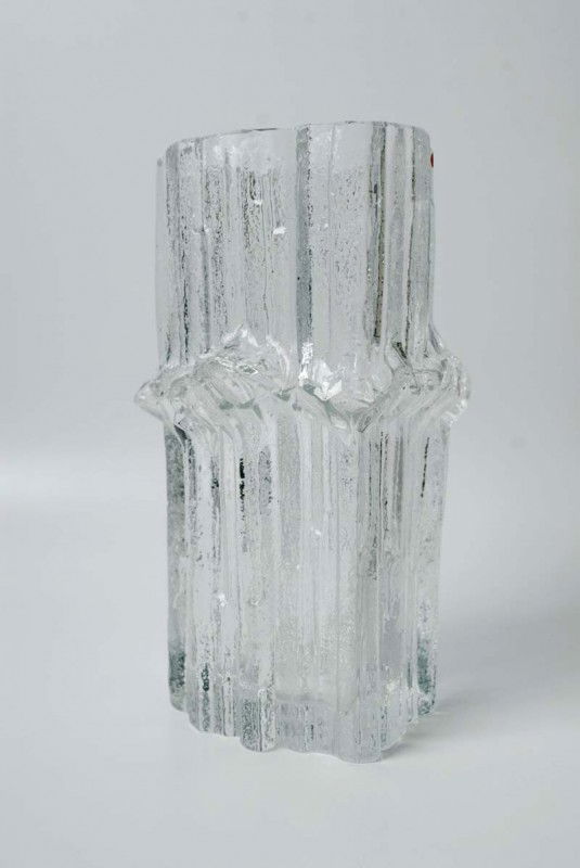 Tapio Wirkkala Vase: Designer & Manufacturer: Tapio Wirkkala; Iittala Markings: etched marking Country of Origin & Materials: Finland; glass Additional Information & Circa: "Ice" vase by Tapio Wirkkala; Circa 1960 Dimensi