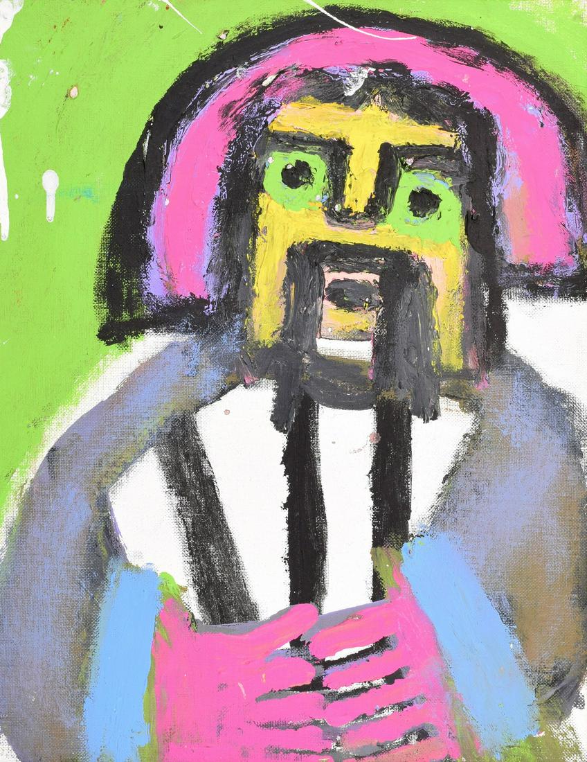 Eddy Mumma Double-Sided Portrait Painting: Artist/Designer; Manufacturer: Eddy Mumma (1908-1986) Marking(s); notes: no marking(s) apparent Country of origin; materials: American; painted masonite Dimensions (H, W, D): 17.5"h, 13.75"w; 19.25"h,