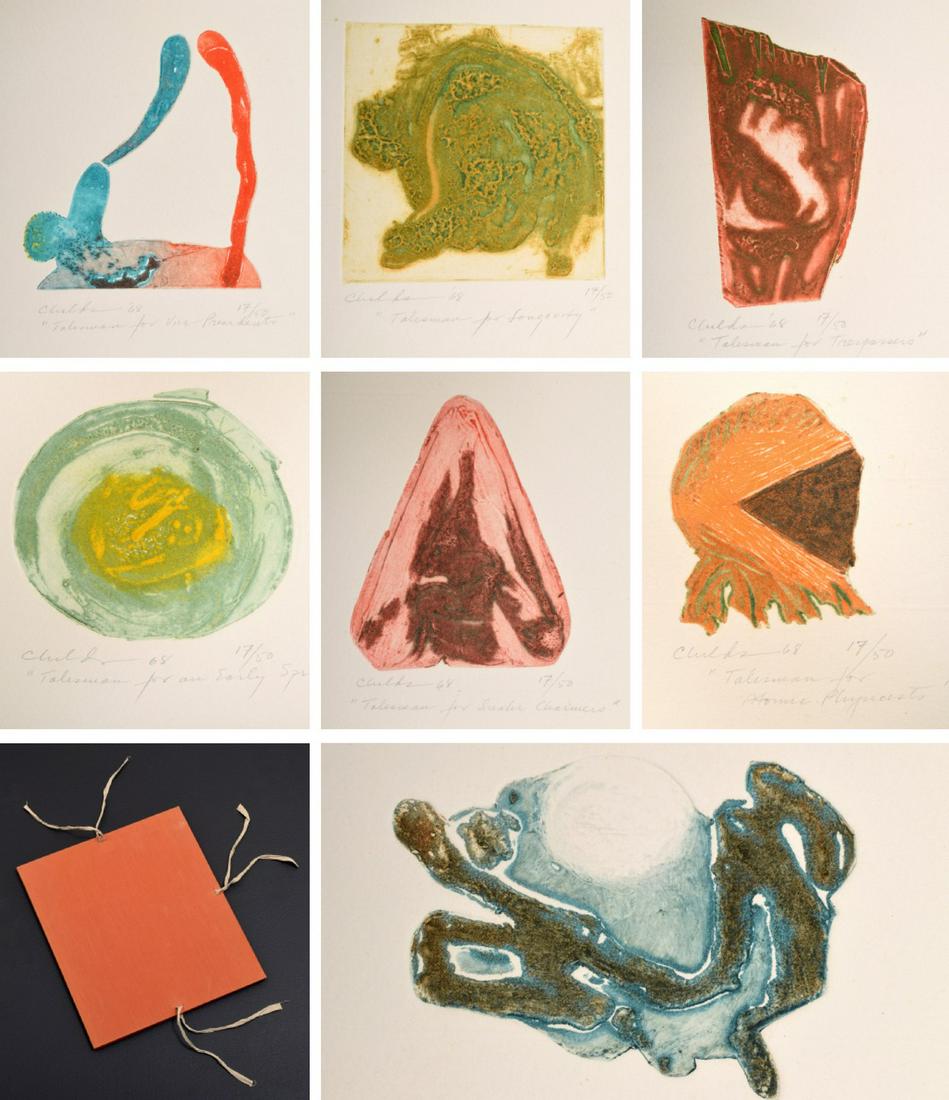 7 Bernard Childs Abstract Intaglio Prints, Signed Editions: Artist/Designer; Manufacturer: Bernard Childs (1910-1985) Marking(s); notes: signed; from the edition of 50; 1968 Country of origin; materials: French; intaglio print Dimensions (H, W, D): sheet: 11.5