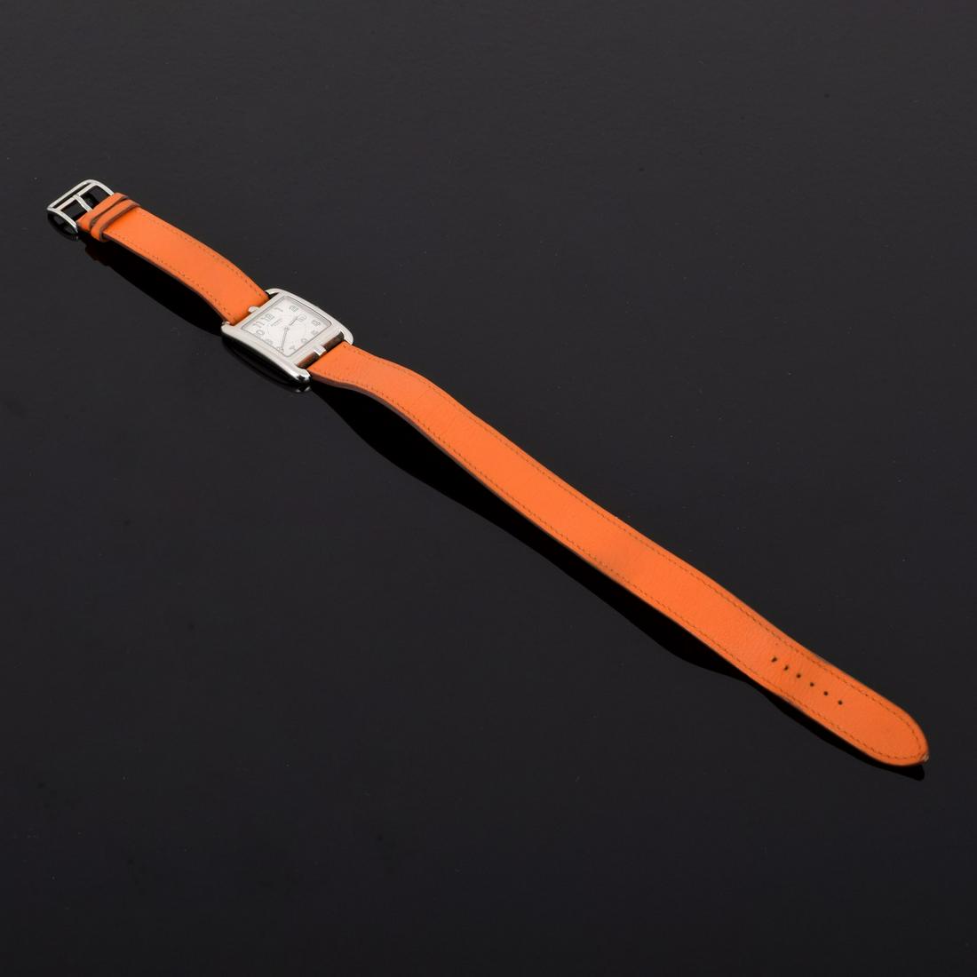 Hermes "Cape Cod" Ladies Estate Watch: Artist/Designer; Manufacturer: Hermes Marking(s); notes: Hermes imprints, CC2.710, 2475361 Country of origin; materials: France, Switzerland; stainless steel, calfskin Dimensions (H, W, D): 1.25" case