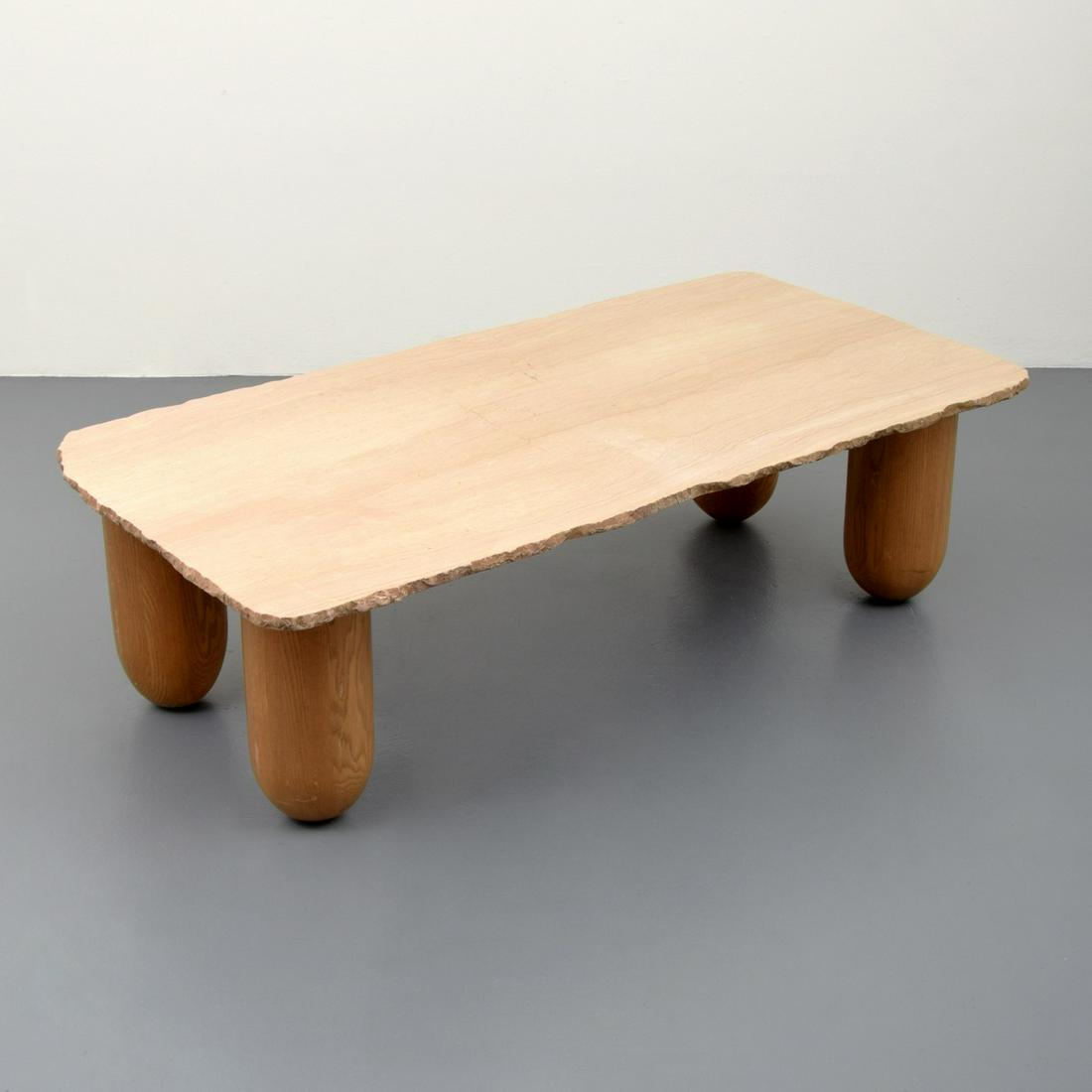 Large Lorenzo Burchiellaro Coffee Table: Artist/Designer; Manufacturer: Lorenzo Burchiellaro Marking(s); notes: no marking(s) apparent Country of origin; materials: Italy; wood, marble Dimensions (H, W, D): 16.5"h, 61"w, 31.5"d Additional In