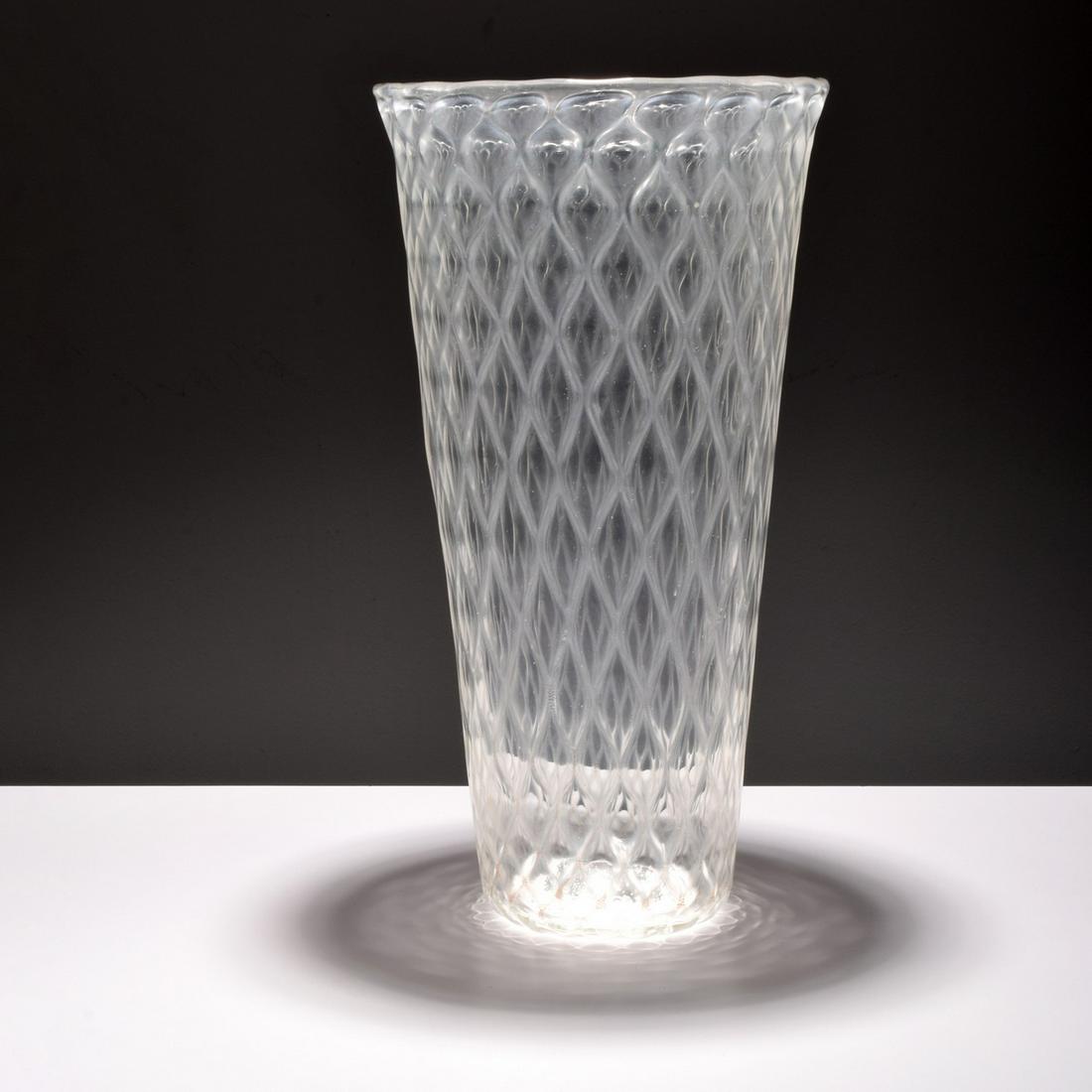 Large Flavio Poli "Diamante" Vase, Murano: Artist/Designer; Manufacturer: Flavio Poli; Seguso Vetri d'Arte Marking(s); notes: no marking(s) apparent Country of origin; materials: Italy; glass Dimensions (H, W, D): 16"h, 8.5"dia Additional Info