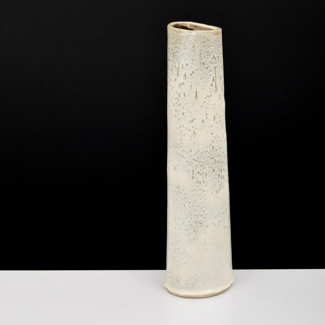 Russel Wright Floor Vase: Artist/Designer; Manufacturer: Russel Wright; Bauer Marking(s); notes: signed, marking(s) Country of origin; materials: USA; ceramic Dimensions (H, W, D): 20"h, 5.75"w, 4.25"d Additional Information: