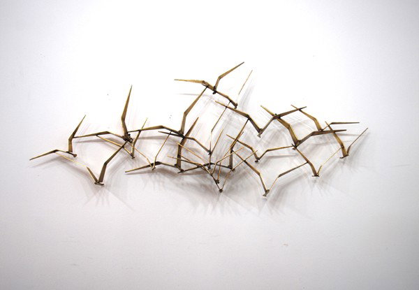 Curtis Jere Sculpture: Designer & Manufacturer: Curtis Jere; Artisan House Markings: signed Country of Origin & Materials: USA; metal Additional Information & Circa: Large wall sculpture of a flock of birds by Curtis Jere D