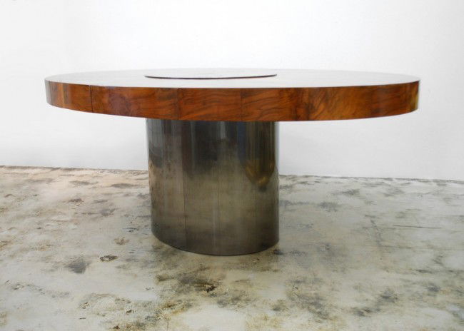 Pace Dining Table: Designer & Manufacturer: Pace Collection Markings: none Country of Origin & Materials: Italy; wood, metal Additional Information & Circa: Fine dining table by Pace with one 20.5" leave; Circa 1970 Dim