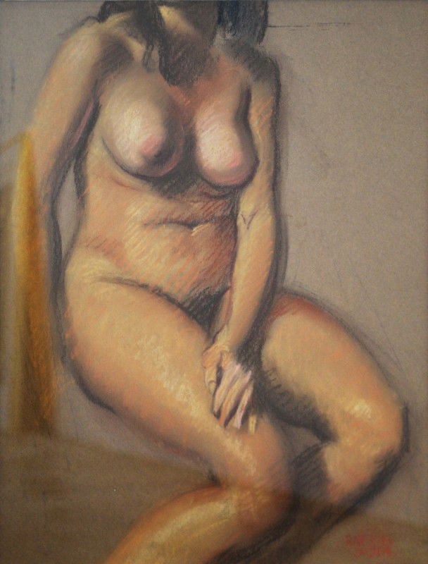 Raphael Soyer Pastel: Designer & Manufacturer: Raphael Soyer Markings: signed, label Country of Origin & Materials: Russia/USA; pastel on paper Additional Information & Circa: Fine figurative pastel by listed artist Raphae