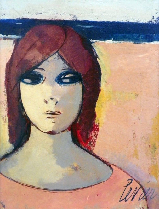 Charles Levier Painting: Designer & Manufacturer: Charles Levier Markings: signed Country of Origin & Materials: France; oil on canvas Additional Information & Circa: Portrait painting by Charles Levier (1920-2003). The highl