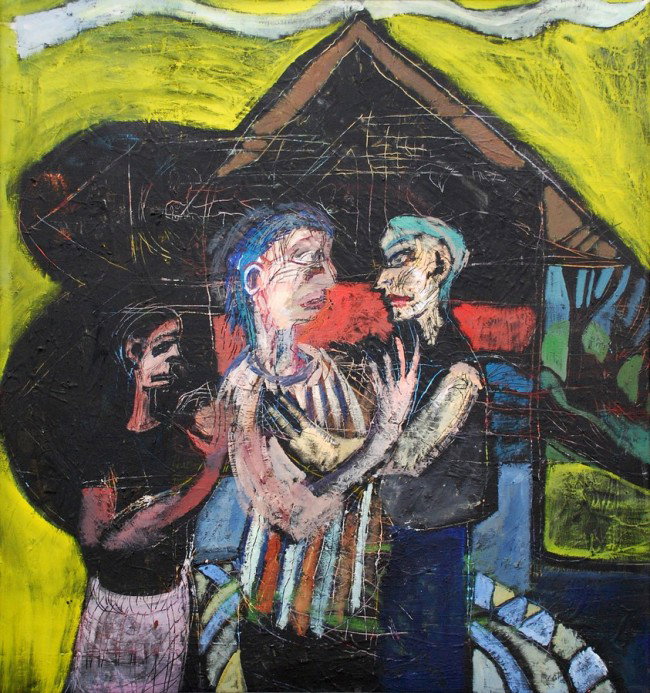 Jenny Booth Painting: Designer & Manufacturer: Jenny Booth Markings: signed, dated Country of Origin & Materials: USA; oil & beeswax Additional Information & Circa: Painting by Jenny Booth, signed & dated. Booth has exhibi