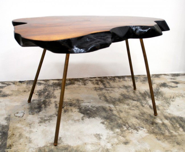 Carl Aubock Table: Designer & Manufacturer: Carl Aubock Markings: none Country of Origin & Materials: Austria; brass, wood Additional Information & Circa: Fine table by Carl Aubock; Circa 1950 Dimensions: 16.5"H, 29"W,