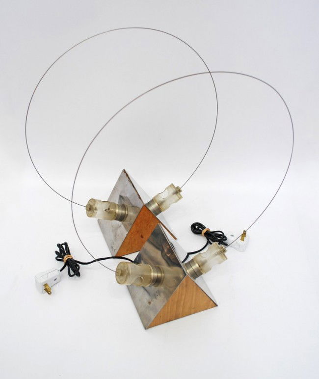 Gruppo Arditi & Gianni Gamberini Lamps: Designer & Manufacturer: Gruppo Arditi & Gianni Gamberini; Sormani Nucleo Markings: printed markings to underside Country of Origin & Materials: Italy; stainless steel, wood, steel wire, plastic Addit