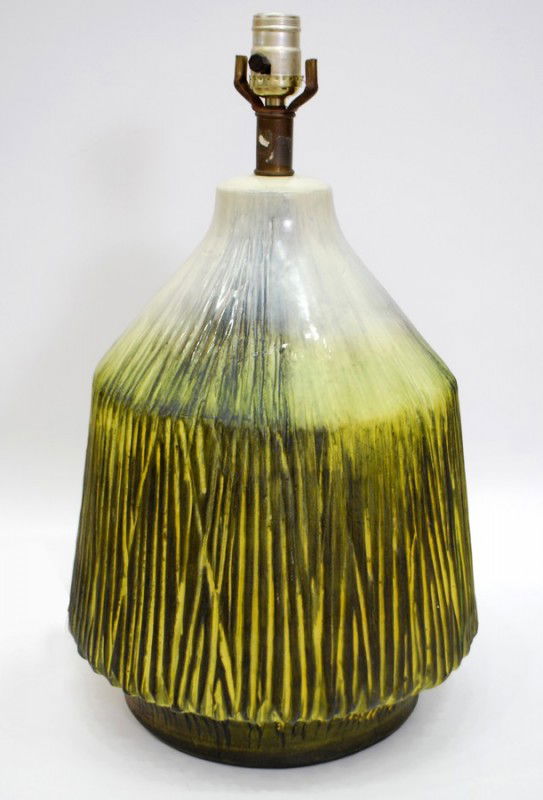 Marcello Fantoni Lamp: Designer & Manufacturer: Marcello Fantoni; Raymor Markings: signed Country of Origin & Materials: Italy; pottery Additional Information & Circa: Large modernist floor lamp by Marcello Fantoni; Circa 1