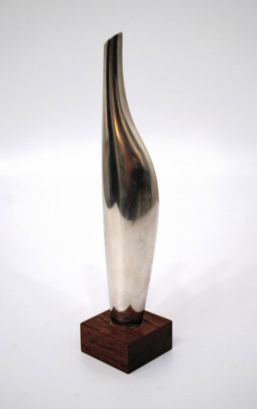 Tapio Wirkkala Sterling Vase: Designer & Manufacturer: Tapio Wirkkala; Kultakeskus Oy Markings: various imprinted markings Country of Origin & Materials: Finland; sterling, jacaranda Additional Information & Circa: Fine sterling v