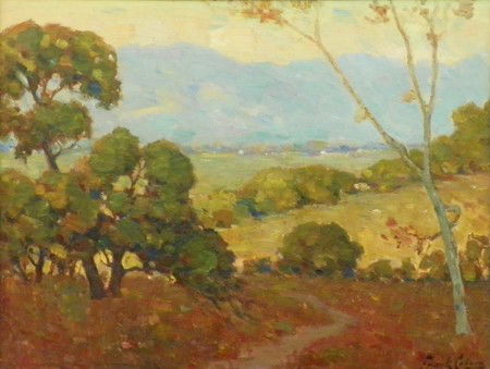 Frank Coburn Painting: Designer & Manufacturer: Frank Coburn Markings: signed Country of Origin & Materials: oil on canvas Additional Information & Circa: Fine painting by Frank Coburn (1862-1938), "Across The Valley South