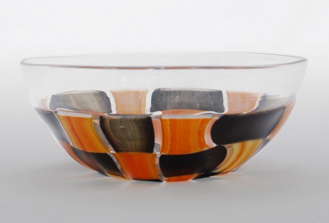 Fine & Rare Patchwork Bowl by Barovier & Toso: Designer & Manufacturer: Barovier & Toso Markings: none Country of Origin & Materials: Italy; glass Additional Information & Circa: Fine & rare patchwork bowl by Barovier & Toso; 1956 Dimensions(H,W,D