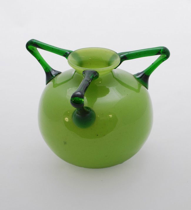 Colorful Vase by Loetz: Designer & Manufacturer: Loetz Markings: signed Country of Origin & Materials: Austria; glass Additional Information & Circa: Colorful vase by Loetz; Circa 1920 Dimensions(H,W,D): 6"h, 8"dia.