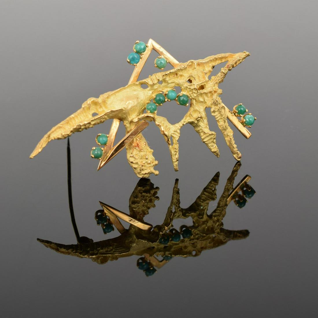 18K Gold & Turquoise Brooch (1 of 4)
