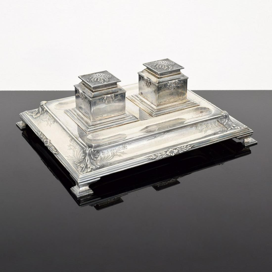 Mappin & Webb "Charles II" Sterling Silver Inkwell / Inkwell Stand (1 of 11)