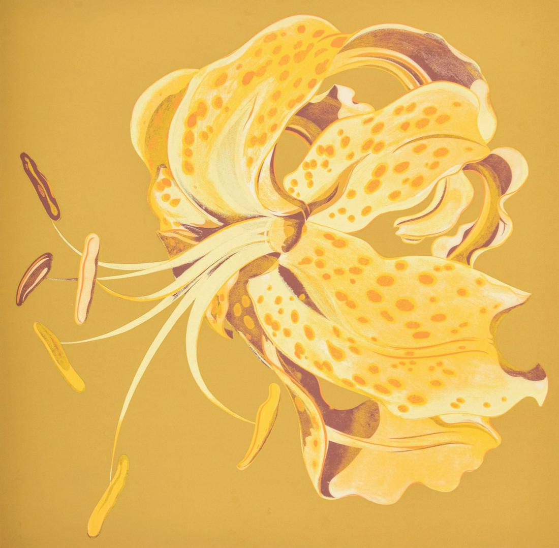Lowell Nesbitt "Lily Ochre" Lithograph, Signed Edition (1 of 8)