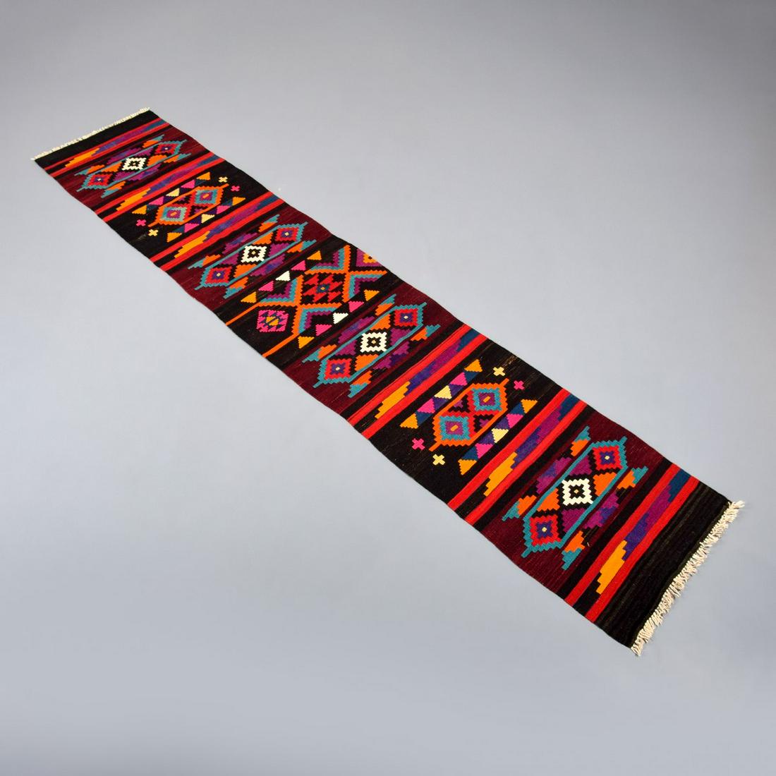 Large Kurdish Kilim Runner Rug, 159"L (1 of 7)