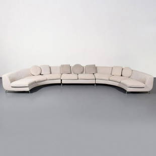 Rodolfo Dordoni "Lounge Seymour" Sectional Sofa, 3 Pcs.: Artist/Designer; Manufacturer: Rodolfo Dordoni; Minotti Marking(s); notes: Minotti label Country of origin; materials: Italy; chromed metal, upholstery Dimensions (H, W, D): 25"h, 192.5"w, 75"d; 15"se