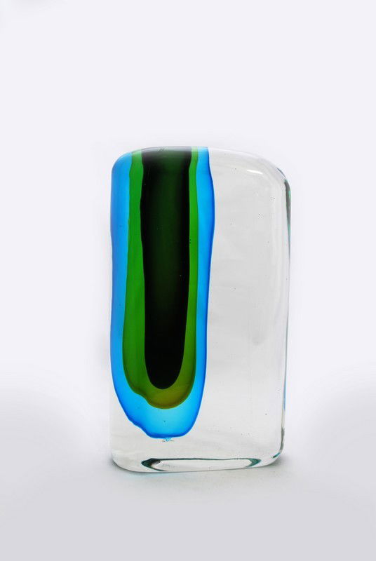 Rare "Momento" Vase by Antonio Da Ros murano: Designer & Manufacturer: Antonio Da Ros; Cenedese Markings: none Country of Origin & Materials: Italy; glass Additional Information & Circa: Fine & rare four color, multi layered "Momento" vase by Ant