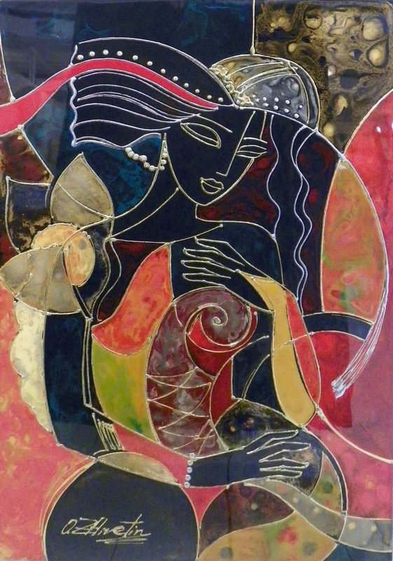 Oleg Zhivetin Painting: Designer & Manufacturer: Oleg Zhivetin Markings: signed Country of Origin & Materials: Russia, USA; mixed media Additional Information & Circa: Vibrant mixed media painting "Festival" by Oleg Zhivetin