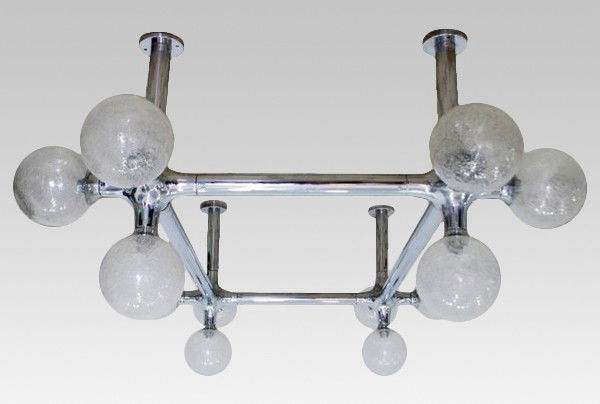 Large Chandelier From The Palace Of The Republic: Designer & Manufacturer: Peter Rockel Markings: none Country of Origin & Materials: Germany; metal, glass Additional Information & Circa: Large chandelier designed by Peter Rockel from the Palace Of T