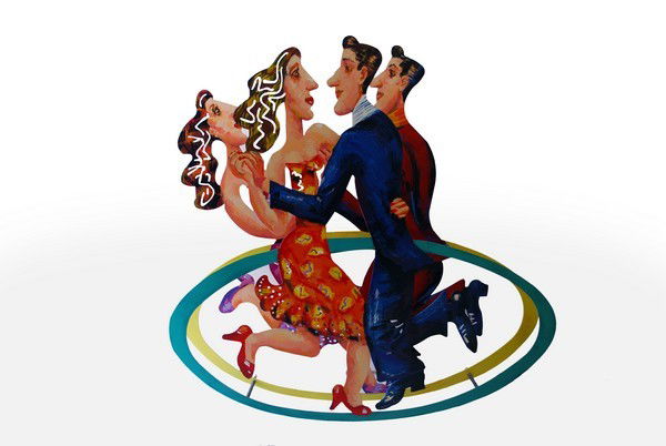 Large David Gerstein Floor/Wall Sculpture: Designer & Manufacturer: David Gerstein Markings: signed, numbered Country of Origin & Materials: Israel; steel Additional Information & Circa: Large and colorful rocking floor or wall mounted sculptu