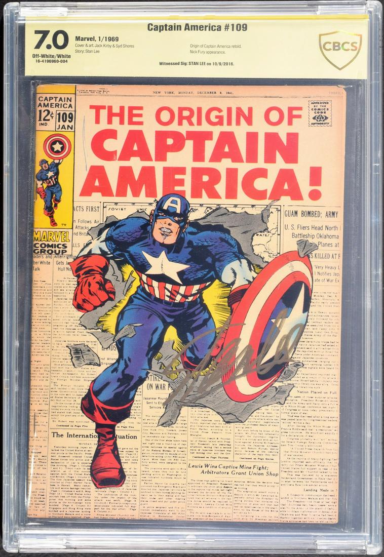 Marvel Comics CAPTAIN AMERICA #109, CBCS 7.0 Signed (1 of 5)