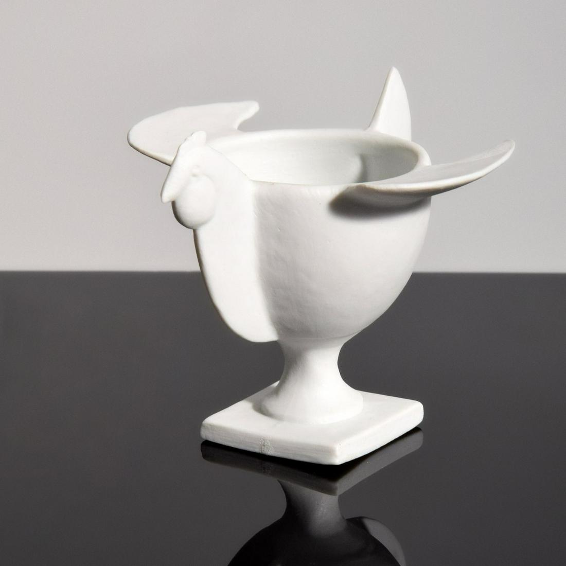 Francois-Xavier Lalanne "Coquetier Poule" Egg Cup: Artist/Designer; Manufacturer: Francois-Xavier Lalanne (1927-2008); Porcelaine de Paris/Artoria Marking(s); notes: signed, marking(s) Country of origin; materials: French; porcelain Dimensions (H, W, 
