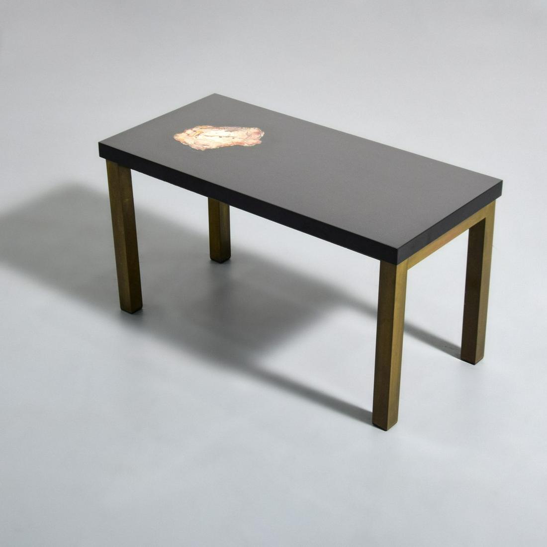 Philippe Barbier Occasional Table: Artist/Designer; Manufacturer: Philippe Barbier Marking(s); notes: no marking(s) apparent Country of origin; materials: France; agate, resin, metal Dimensions (H, W, D): 18"h, 32.5"w, 16"d Additio