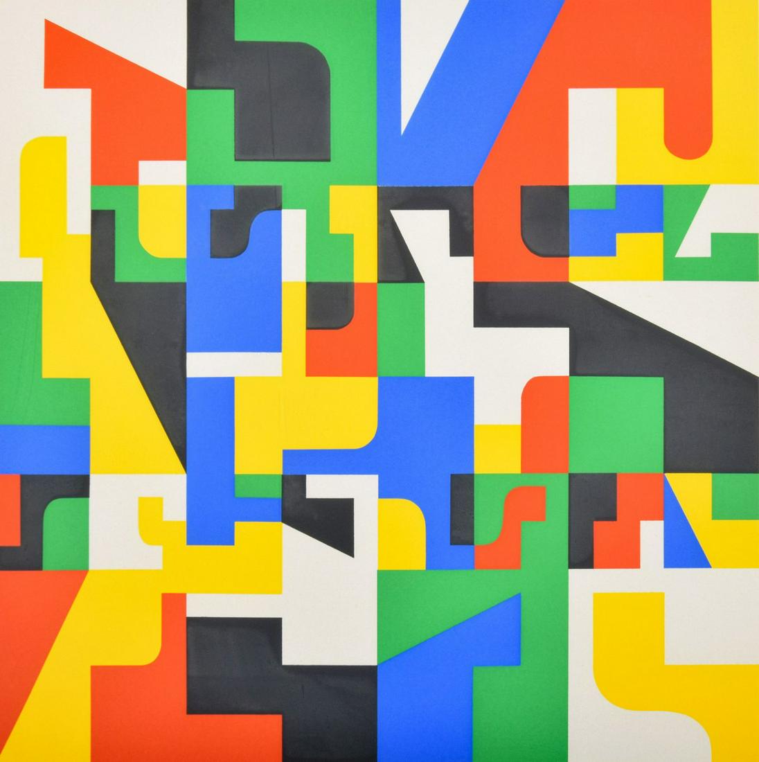Norman Ives "I-S:Ia" Serigraph, Signed Edition: Artist/Designer; Manufacturer: Norman Ives (1923-1978) Marking(s); notes: signed; ed. 49/100; 1970 Country of origin; materials: American; serigraph Dimensions (H, W, D): 21.25"h, 21.25"w; 30.25"h, 30