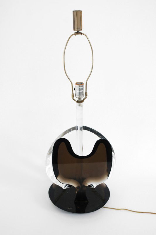 Table Lamp by Van Teal: Designer & Manufacturer: Van Teal Markings: marked Country of Origin & Materials: USA; lucite, metal Additional Information & Circa: Lucite table lamp with matching finial by Van Teal; c. 1975 (Key Wo