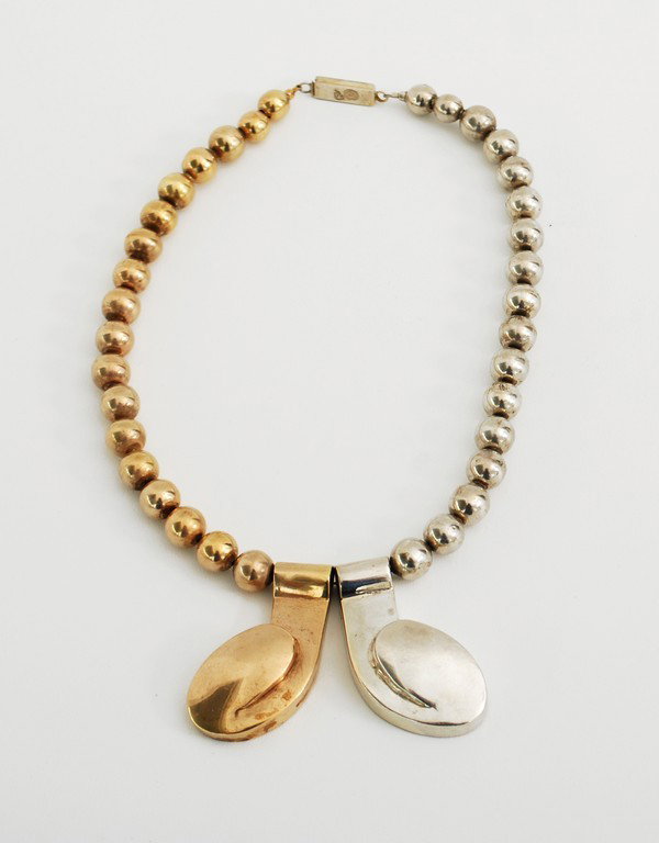 Rare Sterling Necklace by Spratling: Designer & Manufacturer: William Spratling Markings: marked Country of Origin & Materials: Mexico; sterling silver, vermeil Additional Information & Circa: Fine & rare "Musical Note" sterling silver n