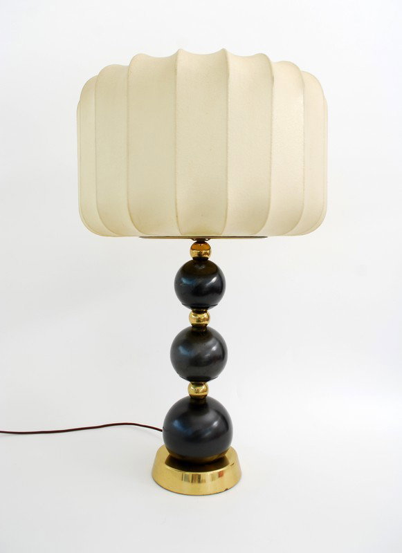 Table Lamp, Manner of George Nelson: Designer & Manufacturer: George Nelson, Manner of Markings: none Country of Origin & Materials: USA; metal, wood, other Additional Information & Circa: Bubble table lamp in the Manner of George Nelson