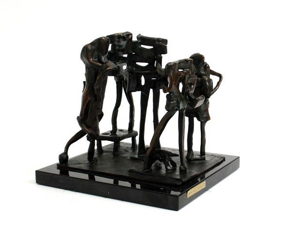 Abbott Pattison "Figural Landscape" Sculpture: Designer & Manufacturer: Abbott Pattison Markings: marked Country of Origin & Materials: American; bronze, marble Additional Information & Circa: Modernist bronze sculpture "Figural Landscape" by Abbo