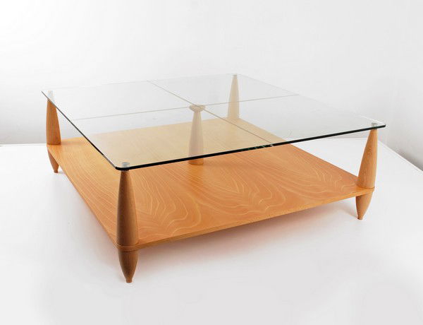 Oscar Tusquets Cocktail Table: Designer & Manufacturer: Oscar Tusquets; Cappellini Markings: none Country of Origin & Materials: Italy; glass, wood, stainless steel Additional Information & Circa: "Solaria" cocktail table designed