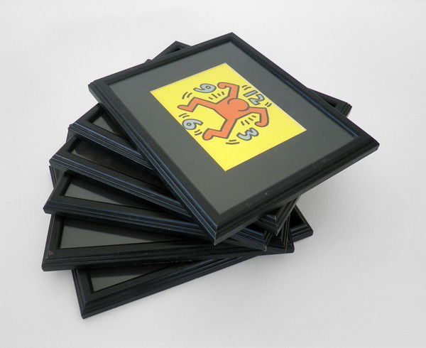 Set of 6 Keith Haring Prints: Designer & Manufacturer: Keith Haring Markings: marked Country of Origin & Materials: American; print Additional Information & Circa: Set of 6 Keith Haring prints; 1988 Dimensions(H,W,D): frame 9"h,