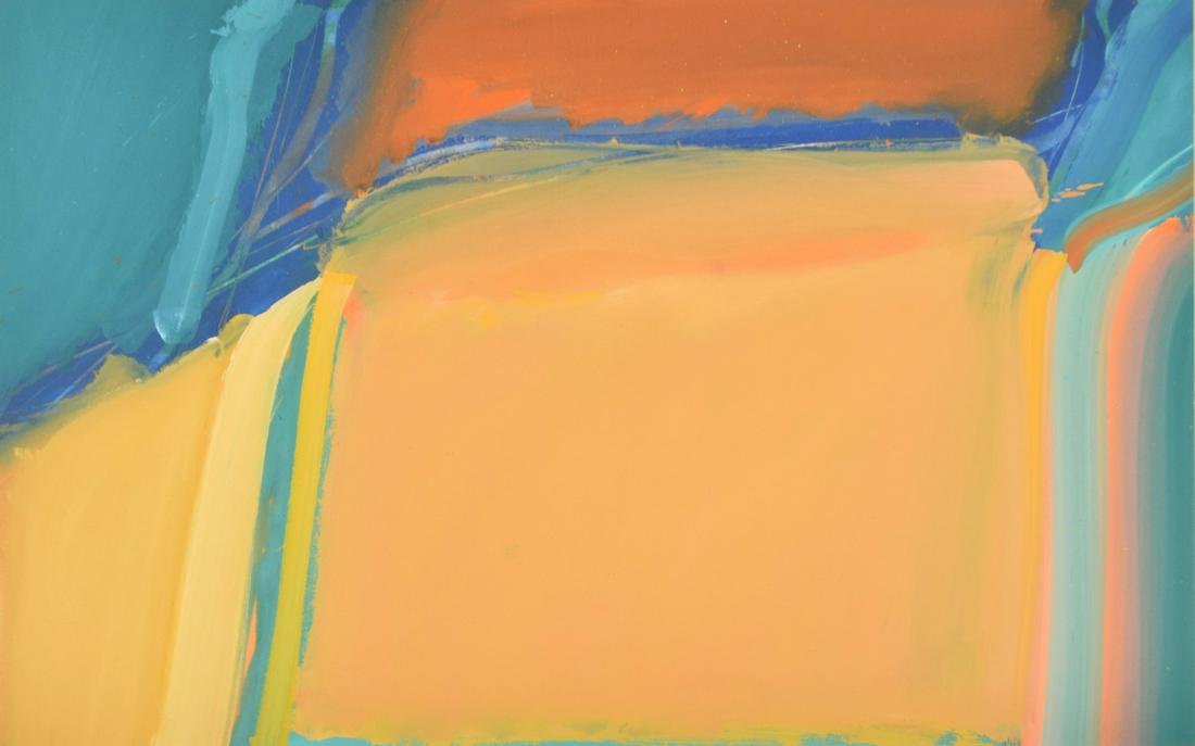 James Byrd Abstract Painting, Work on Paper, 51"W: Artist/Designer; Manufacturer: James Byrd (b. 1935) Marking(s); notes: signed per consignor's records; 1979 Country of origin; materials: American; gouache on paper Dimensions (H, W, D): 31.25"h, 51.2